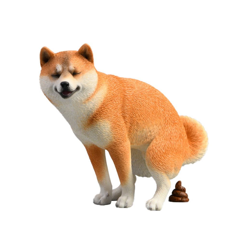 JXK053 Shiba Inu Pooping Dog Statue, Resin Dog Figurine Gift for Dog Lovers