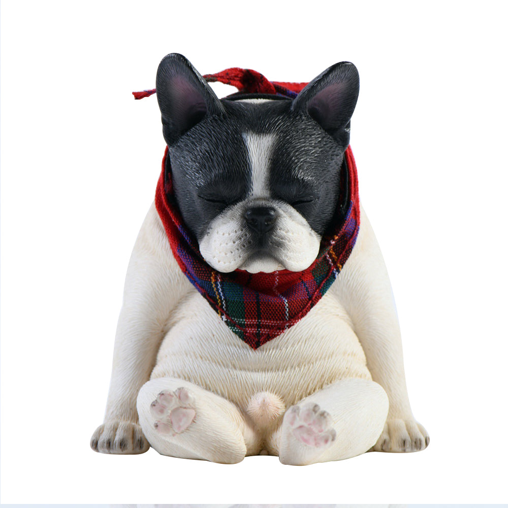 JXK045 French bulldog wearing a scarf dog statue resin dog figurine for dog lovers