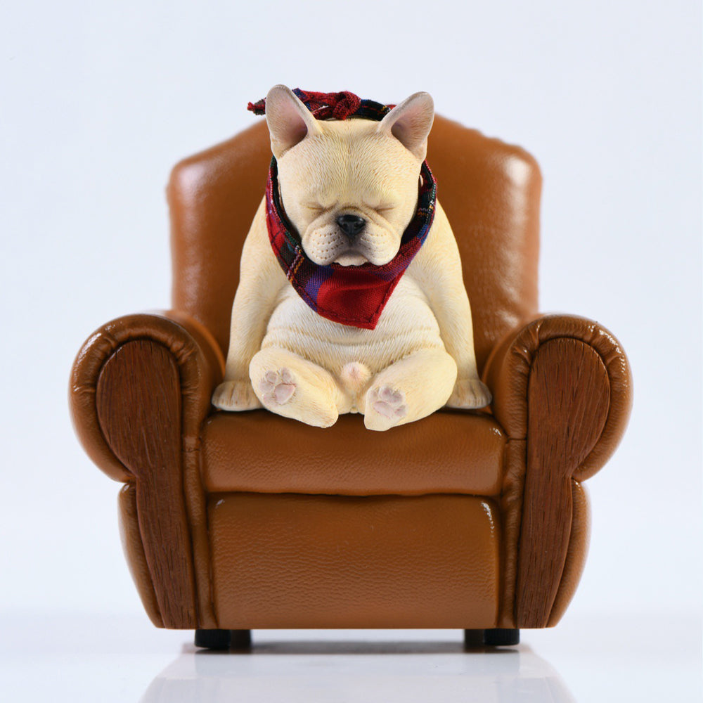 JXK045 French bulldog wearing a scarf dog statue resin dog figurine for dog lovers