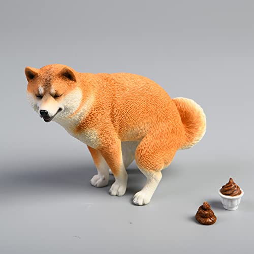 JXK053 Shiba Inu Pooping Dog Statue, Resin Dog Figurine Gift for Dog Lovers