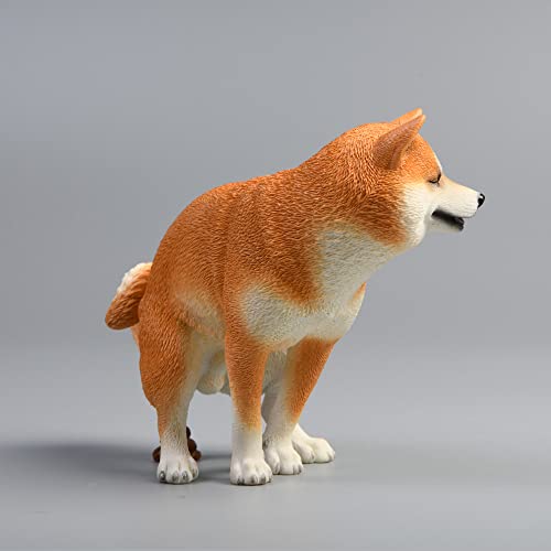 JXK053 Shiba Inu Pooping Dog Statue, Resin Dog Figurine Gift for Dog Lovers