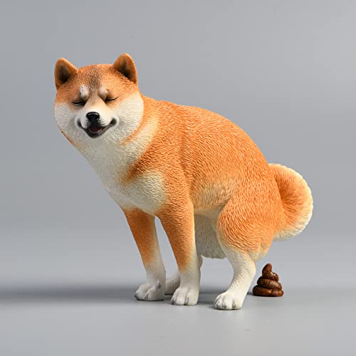 JXK053 Shiba Inu Pooping Dog Statue, Resin Dog Figurine Gift for Dog Lovers