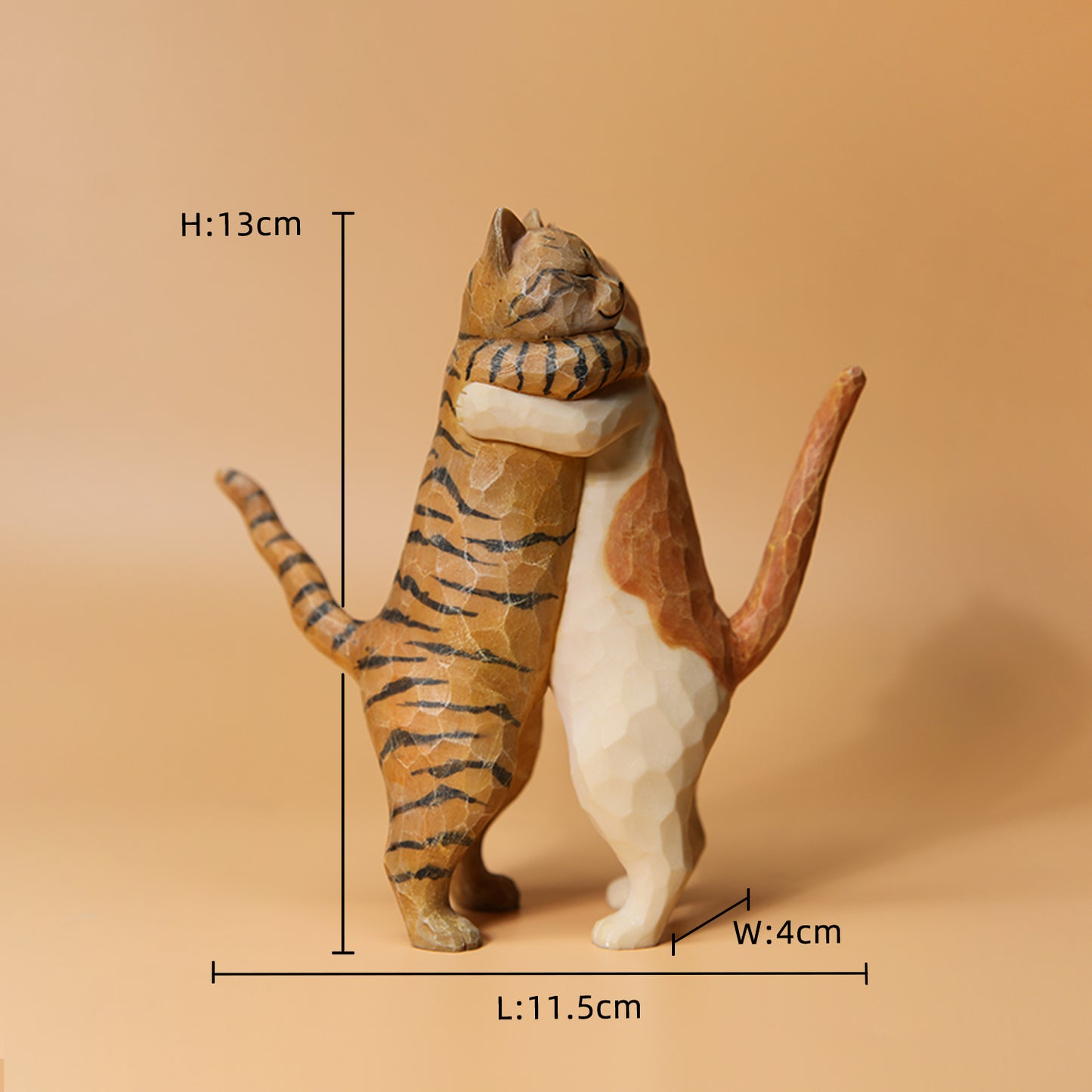 H2202 Orange Cat Statue Hugging Cat Figurine Gift of Love Cat Gift for Cat Lovers