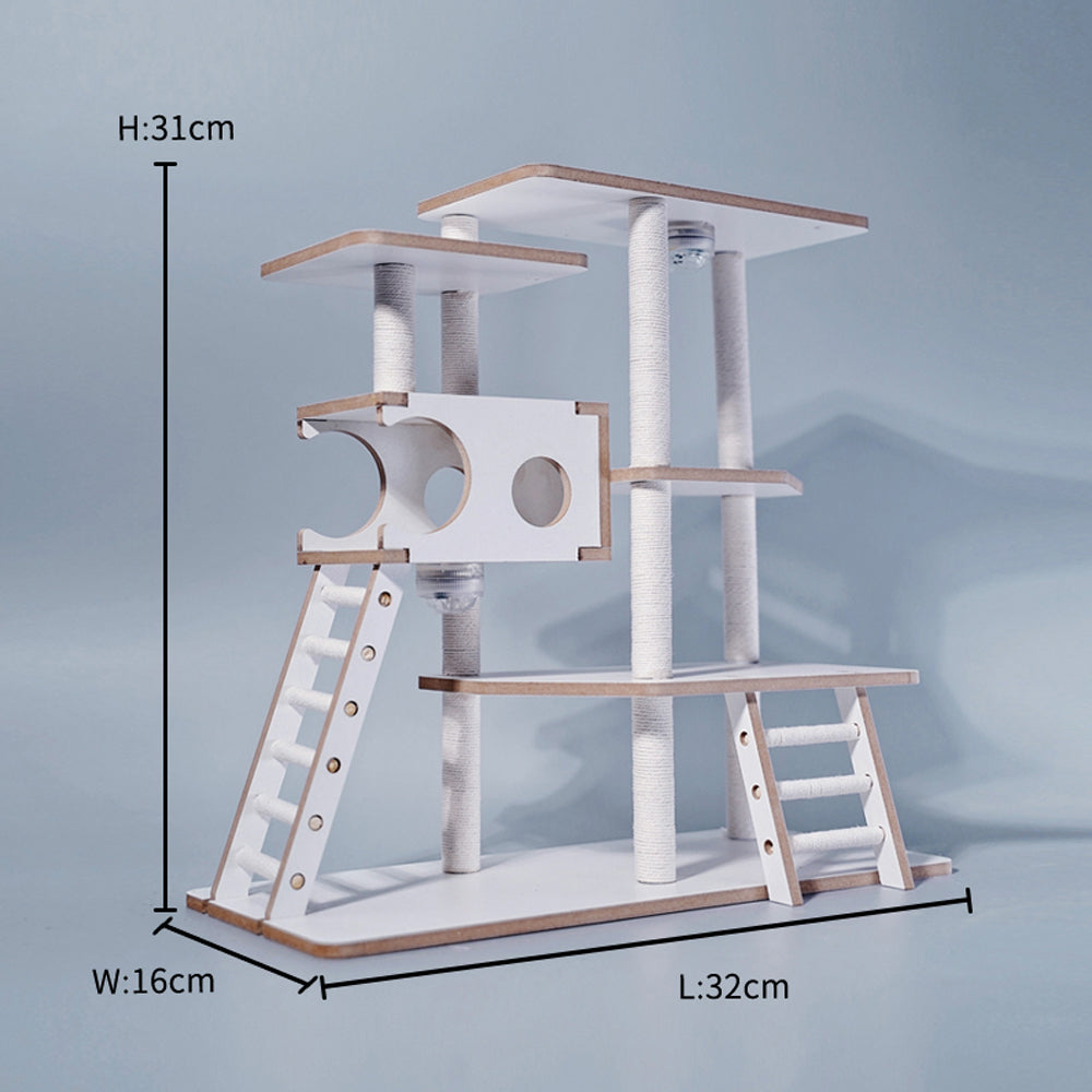 JXK095 12インチ デスクトップ用キャットツリー、猫の像愛好家のための小型キャットタワー