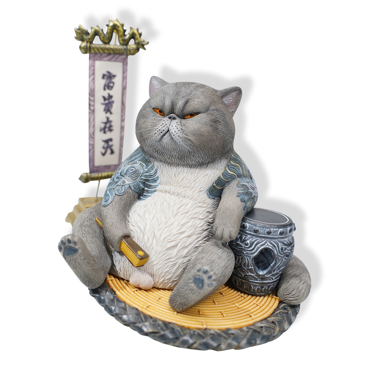 JXK158 Fat cat with tattoo, the gift for cat loves