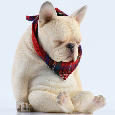 JXK045 French bulldog wearing a scarf dog statue resin dog figurine for dog lovers