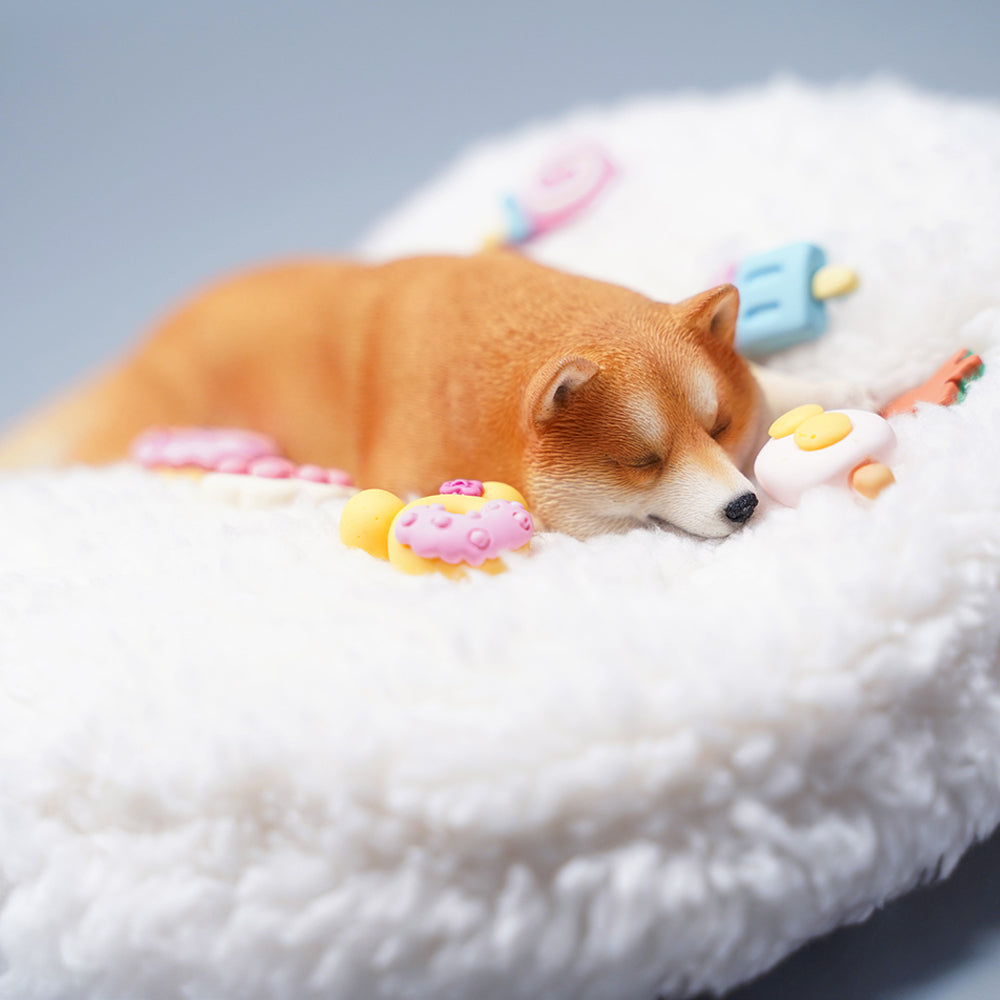 JXK098 Shiba Inu Statue, Shiba Inu Lying on The Mat, Gift for Shiba Lover