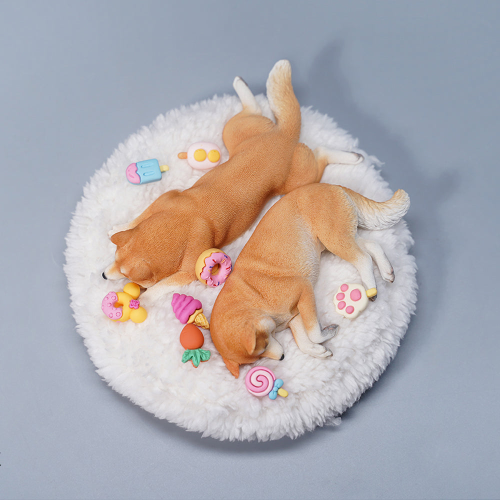 JXK098 Shiba Inu Statue, Shiba Inu Lying on The Mat, Gift for Shiba Lover